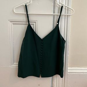 Madewell emerald green silk cami with button details, size 0